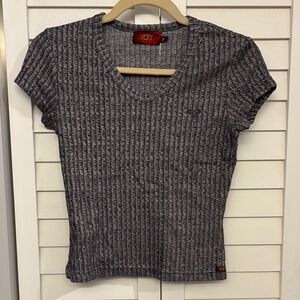 90s Roxy/Quiksikver Gray Ribbed Fitted Tee